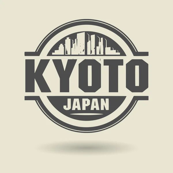 Sello o etiqueta con texto Kioto, Japón dentro — Vector de stock
