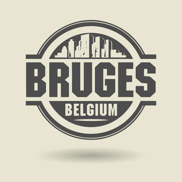 Timbre ou étiquette avec texte Bruges, Belgique intérieur — Image vectorielle