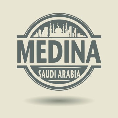damga veya metin Medine, Suudi Arabistan içinde etiketi