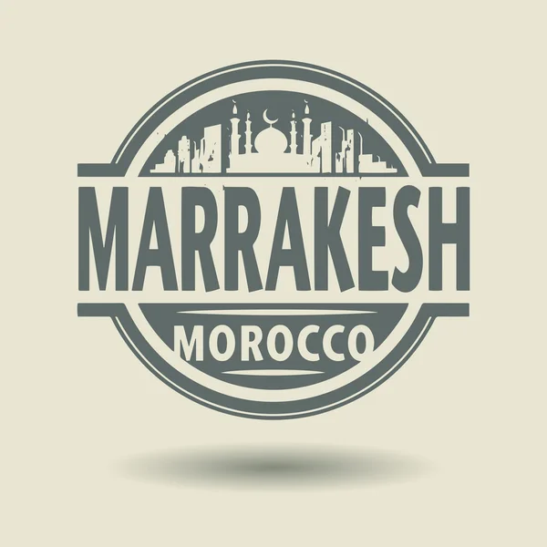 Sello o etiqueta con texto Marrakech, Marruecos interior — Archivo Imágenes Vectoriales