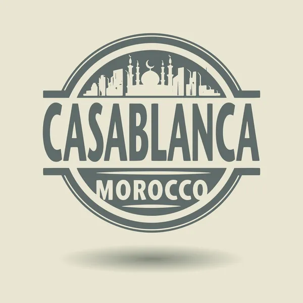 Stempel of label met tekst casablanca, Marokko binnen — Stockvector