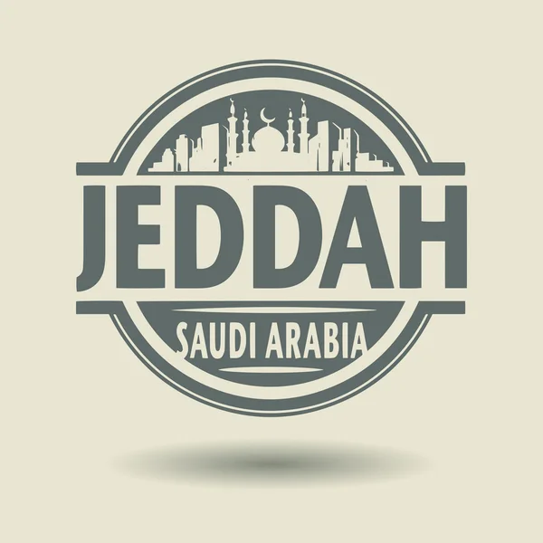 Sello o etiqueta con texto Jeddah, Arabia Saudita dentro — Vector de stock