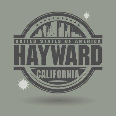 Stamp or label with text Hayward, California inside clipart