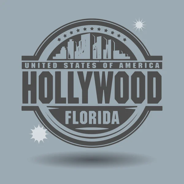 Штамп или этикетка с текстом Hollywood, Флорида внутри — стоковый вектор