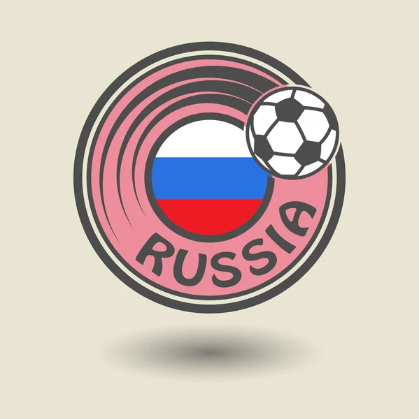 Stempel oder Etikett mit dem Wort Russland, Fußballthema — Stockvektor