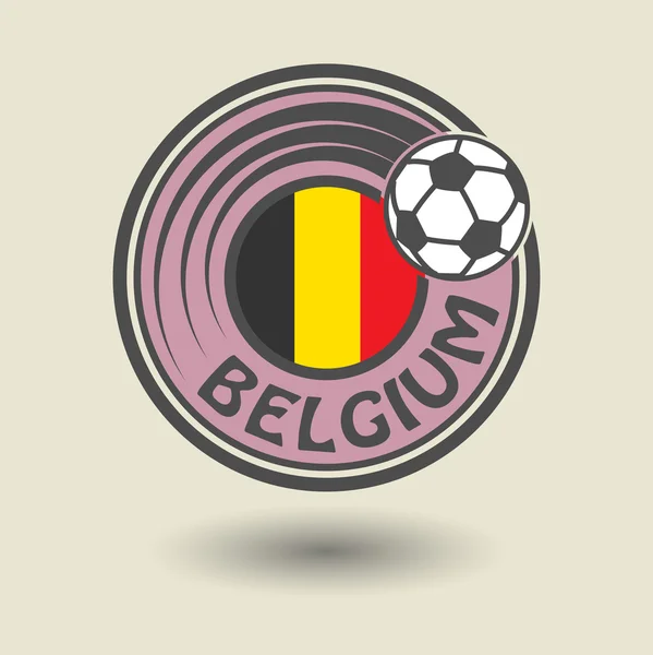 Timbre ou étiquette avec mot Belgique, thème football — Image vectorielle