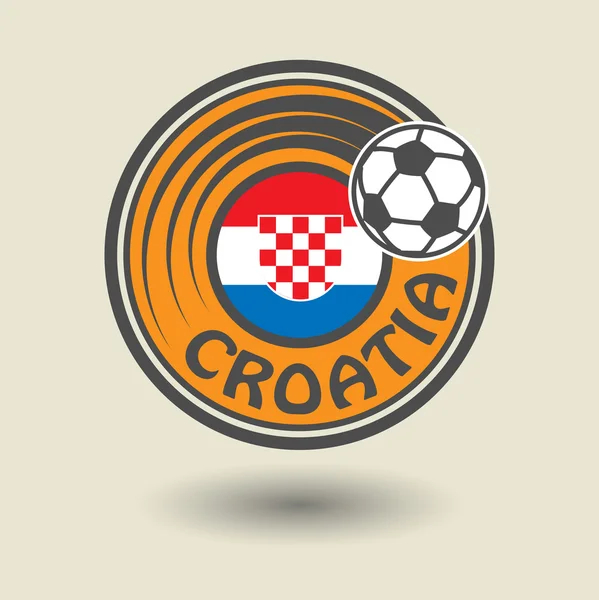 Sello o etiqueta con palabra Croacia, tema fútbol — Vector de stock