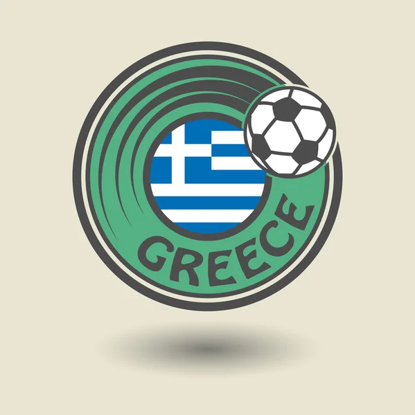 Sello o etiqueta con palabra Grecia, tema fútbol — Vector de stock