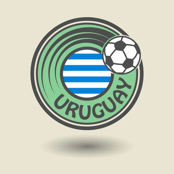 Печать или этикетка со словом Уругвай, футбольная тема — стоковый вектор