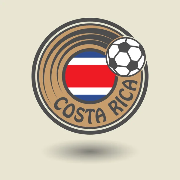 Damga veya word Kosta Rika, futbol Tema etiketi — Stok Vektör