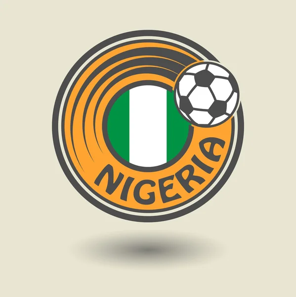 Timbre ou étiquette avec mot Nigeria, thème football — Image vectorielle