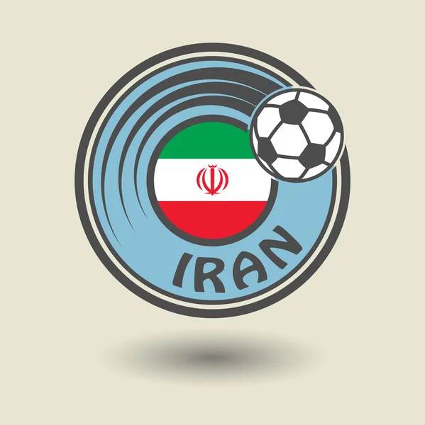 Stamp or label with word Iran, football theme — Stock Vector