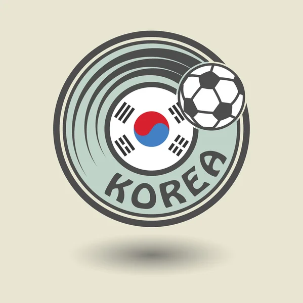 Selo ou rótulo com palavra Coréia, tema de futebol —  Vetores de Stock