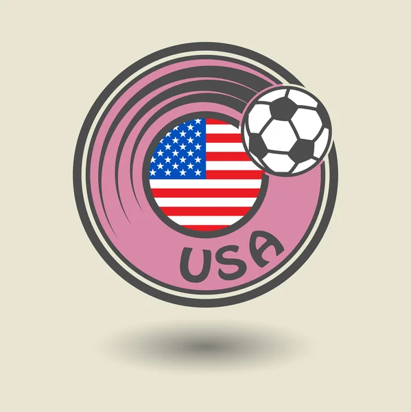 Timbre ou étiquette avec mot USA, thème football — Image vectorielle