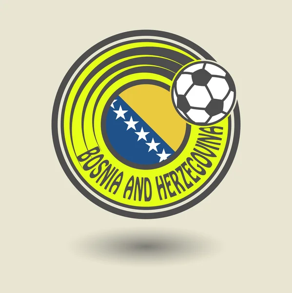 Stämpel eller etikett med ordet Bosnien och Hercegovina, fotboll tema — Stock vektor