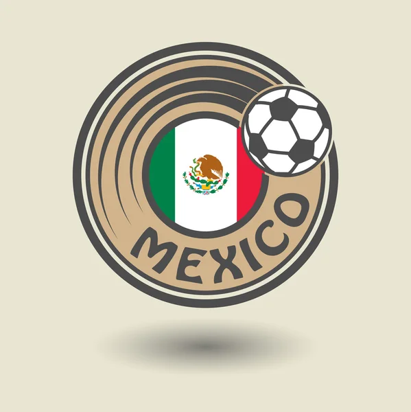 Stempel oder Etikett mit dem Wort Mexiko, Fußballthema — Stockvektor