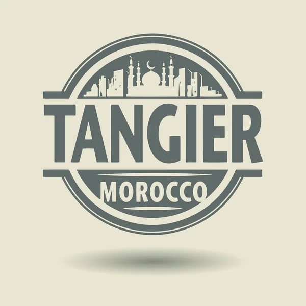 Stamp or label with text Tangier — Stock Vector