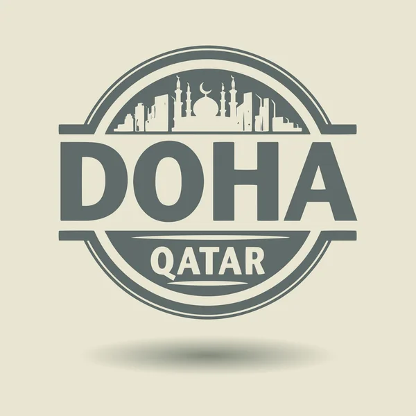 Sello o etiqueta con texto Doha — Archivo Imágenes Vectoriales