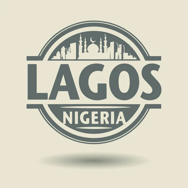 Perangko atau label dengan teks Lagos, Nigeria didalam - Stok Vektor