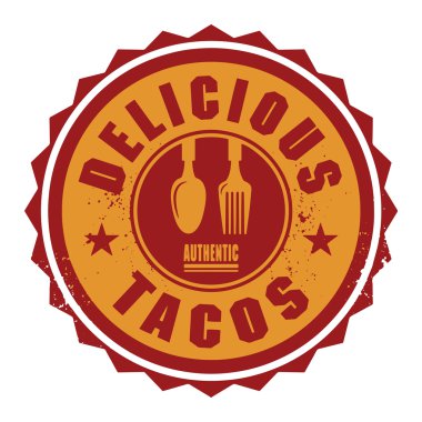 soyut damga veya metin lezzetli tacos etiketi