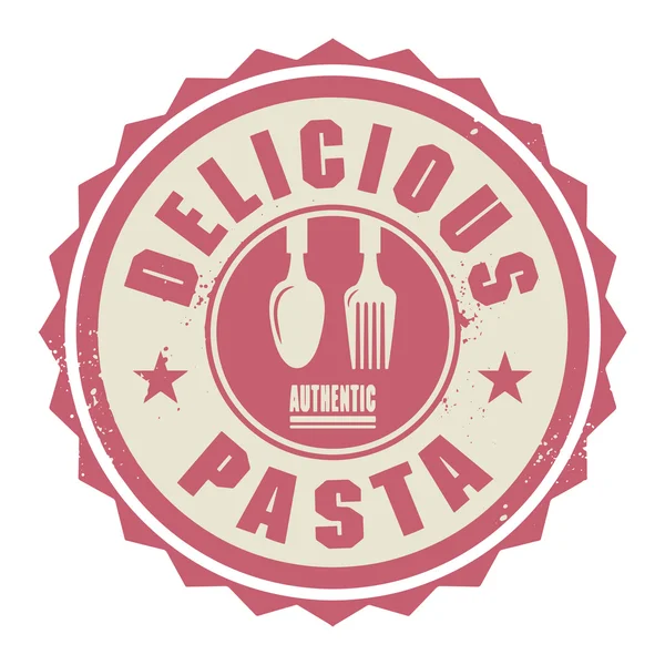 Abstract stamp or label with the text Delicious Pasta — Stock Vector
