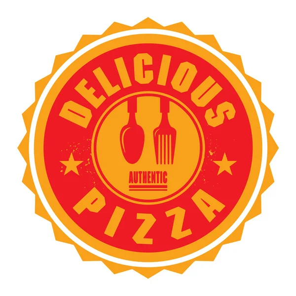 Abstract stamp or label with the text Delicious Pizza written in — Stock Vector