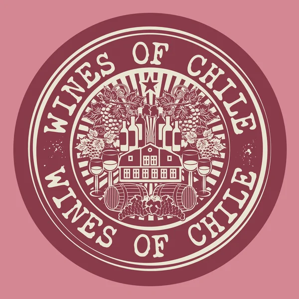 智利的葡萄酒的图章或标签用词 — 图库矢量图片