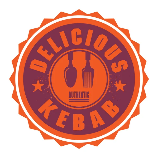 Sello o etiqueta abstracta con el texto Delicious Kebab escrito en — Archivo Imágenes Vectoriales