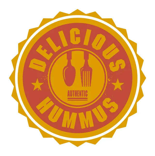 Abstract stamp or label with the text Delicious Hummus — Stock Vector