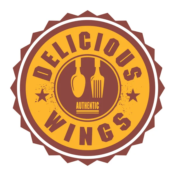 Abstract stamp or label with the text Delicious Wings — Stock Vector