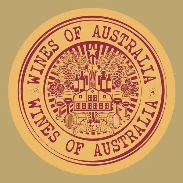Damga veya etiket kelimeler şarapları, Avustralya — Stok Vektör