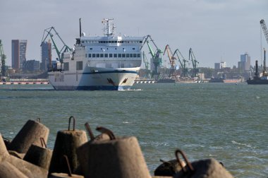 Klaipeda, Litvanya - 25 Eylül: TT-Line İsveç feribot Marco Polo 25 Eylül 2021 Klaipeda, Litvanya