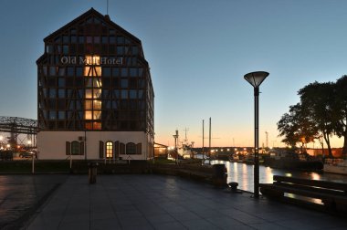 Klaipeda, Litvanya - 25 Eylül: Eski Şehir Mimarlık ve Limanı, 25 Eylül 2021, Klaipeda, Litvanya