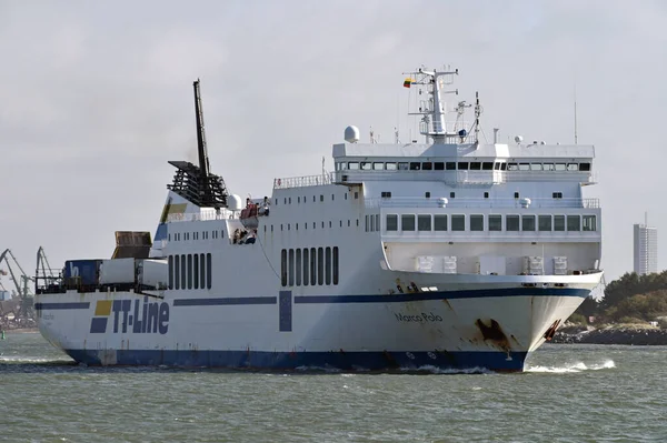 Klaipeda Lituania Septiembre Line Sweden Ferry Marco Polo Septiembre 2021 — Foto de Stock