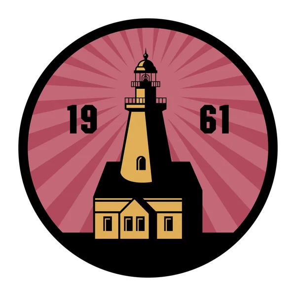 Label met vuurtoren — Stockvector