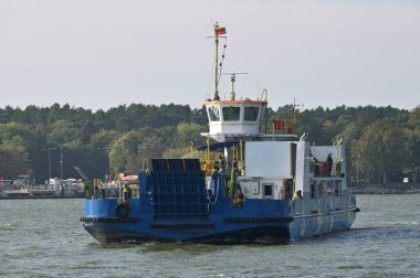 Klaipeda, Litvanya - Ekim 02: yolcu feribotu 02 Ekim 2021 Klaipeda, Litvanya