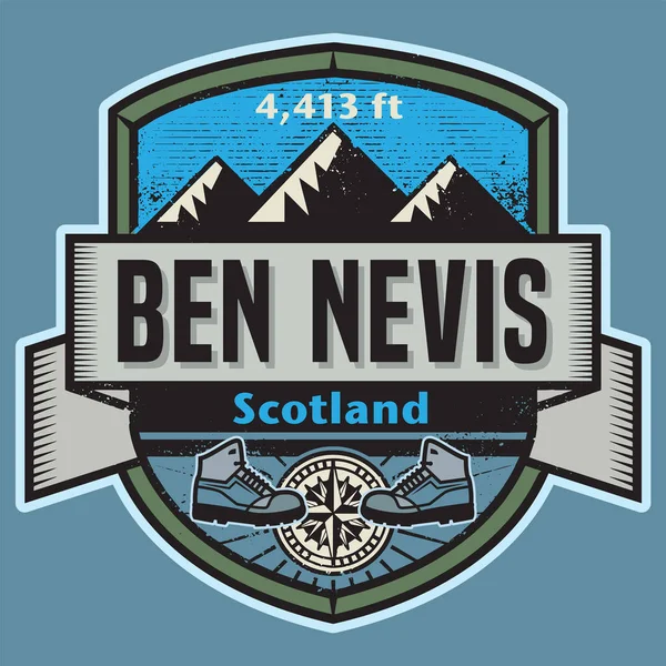 Absztrakt Bélyeg Vagy Embléma Ben Nevis Névvel Skócia Vektor Illusztráció — Stock Vector