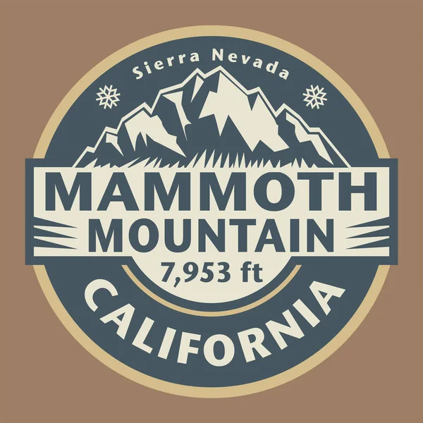 抽象的なスタンプやマンモス山 カリフォルニア州 ベクトルイラストの名前を持つエンブレム — ストックベクタ