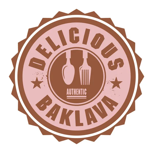 Abstract stamp or label with the text Delicious Baklava — Stock Vector