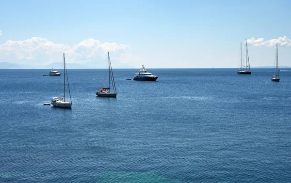 Corfu Island June View Sea Boats Old Venetian Fortress June — Stock Photo, Image