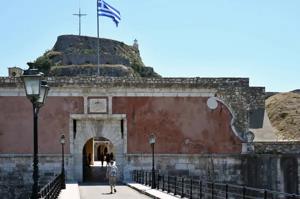 Eiland Corfu Juni Toegang Tot Het Oude Venetiaanse Fort Juni — Stockfoto