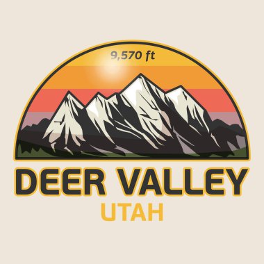 Utah, SDeer Vadisi, vektör illüstrasyonunda soyut damga ya da amblem