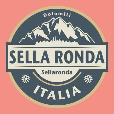 Sella Ronda, İtalya 'nın soyut pulu veya amblemi, vektör illüstrasyonu