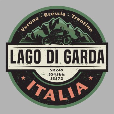 Lago Di Garda, Garda Gölü İtalya bisiklet tasarımı, vektör illüstrasyonu