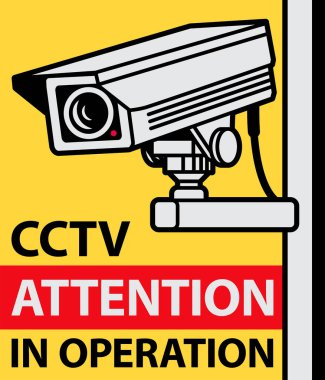 Gözetleme CCTV kamera işareti veya sembol, vektör illüstrasyonu