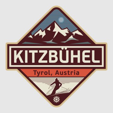 Abstract stamp or emblem with the name of Kitzbuhel, Austria, vector illustration