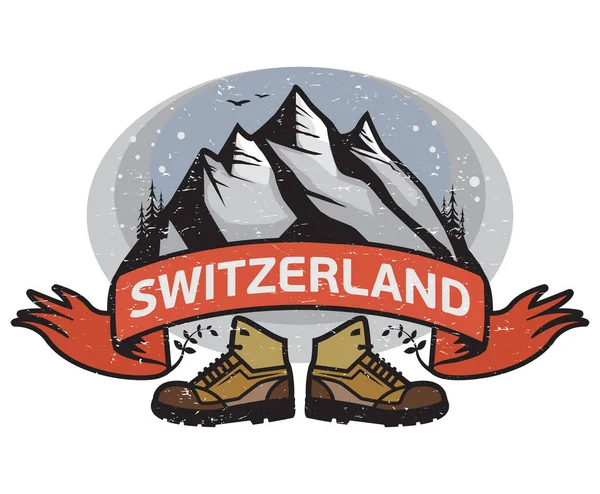 Timbro Astratto Emblema Con Nome Della Svizzera Illustrazione Vettoriale — Vettoriale Stock