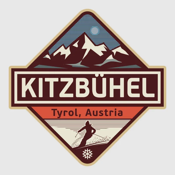 带有奥地利Kitzbuhel名称的图章或徽章 矢量图解 — 图库矢量图片