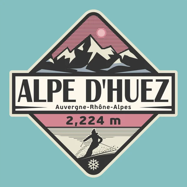 Abstracte Stempel Embleem Met Naam Van Alpe Dhuez Frankrijk Vectorillustratie — Stockvector