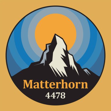 Matterhorn adı taşıyan soyut damga veya amblem, vektör illüstrasyonu